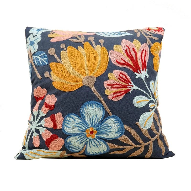 Embroidered Flower Cushion Cover Linen - Casatrail.com