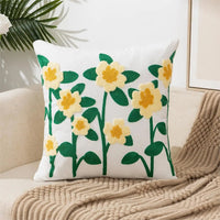 Thumbnail for Embroidered Flower Cushion Cover Linen - Casatrail.com