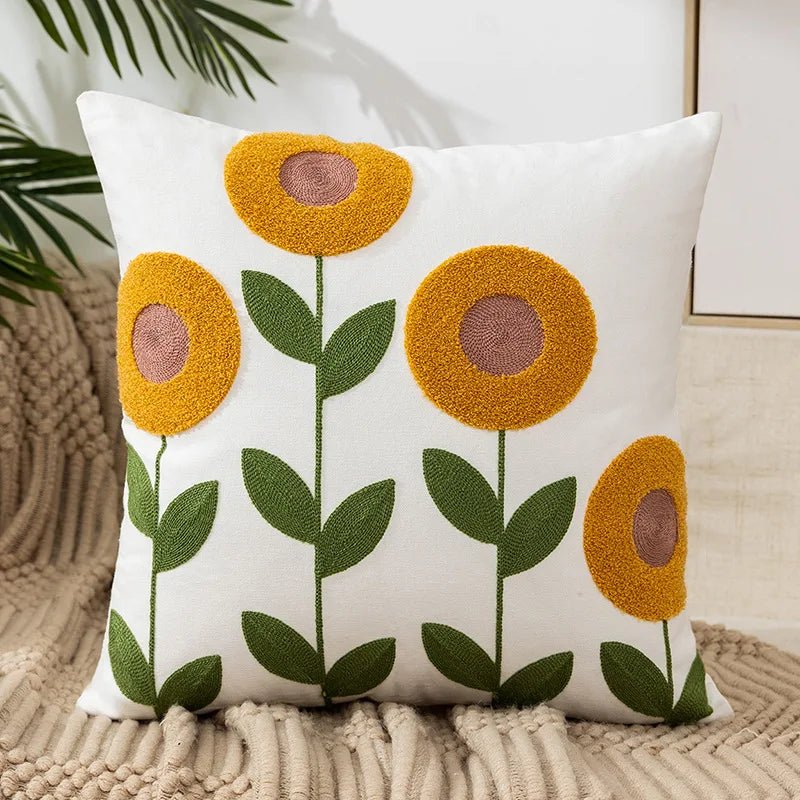 Embroidered Flower Cushion Cover Linen - Casatrail.com