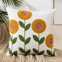 Thumbnail for Embroidered Flower Cushion Cover Linen - Casatrail.com