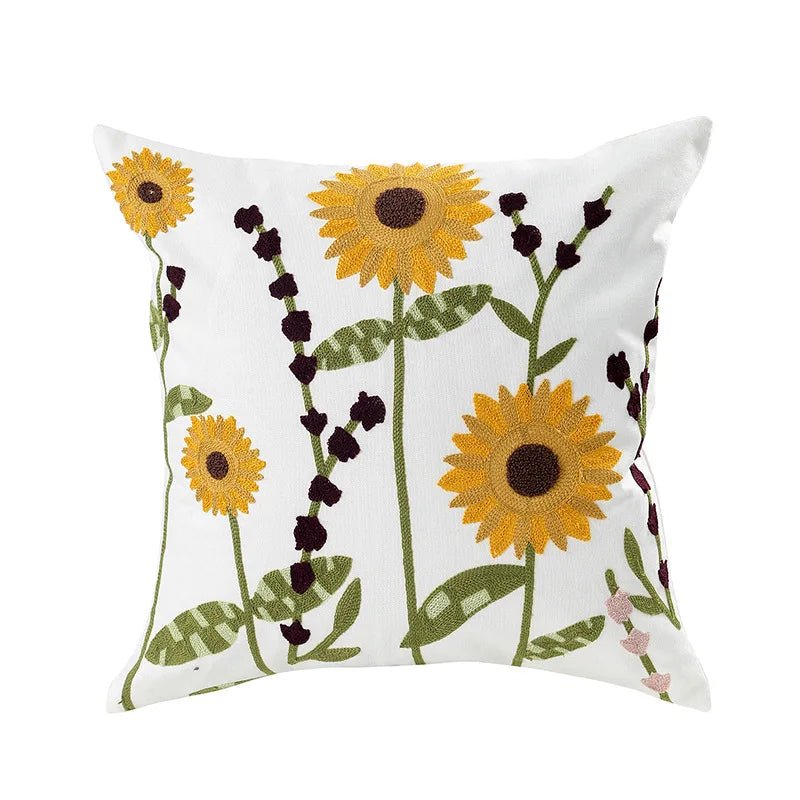 Embroidered Flower Cushion Cover Linen - Casatrail.com