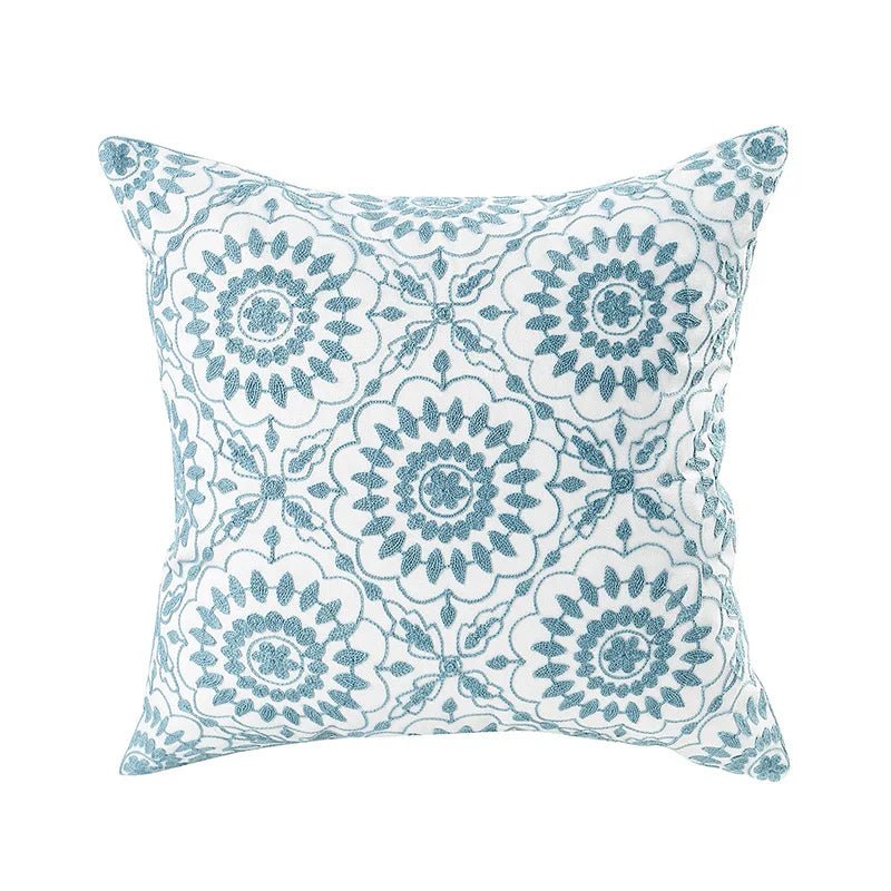 Embroidered Flower Cushion Cover Linen - Casatrail.com