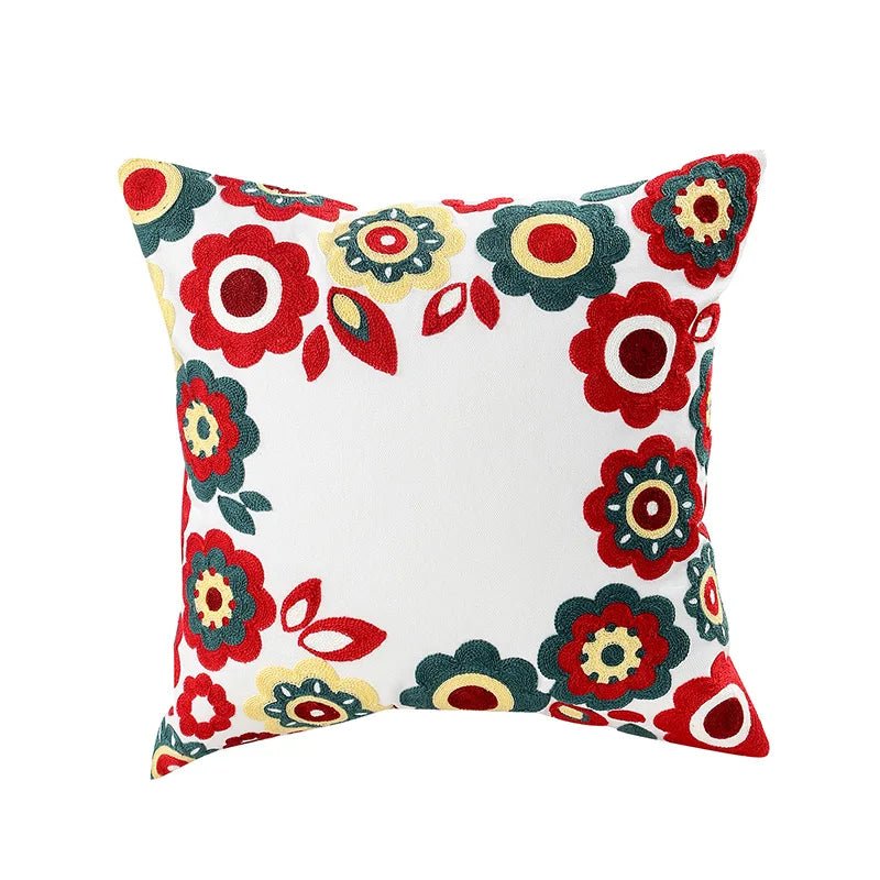 Embroidered Flower Cushion Cover Linen - Casatrail.com