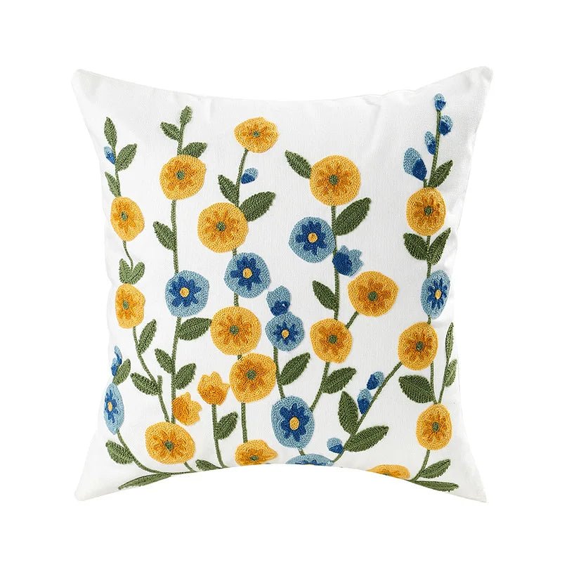 Embroidered Flower Cushion Cover Linen - Casatrail.com