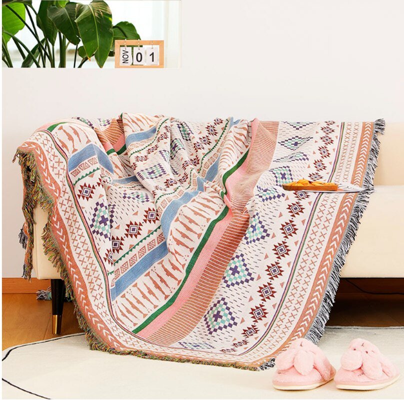 Ethnic Geometric Pattern Blanket - Casatrail.com