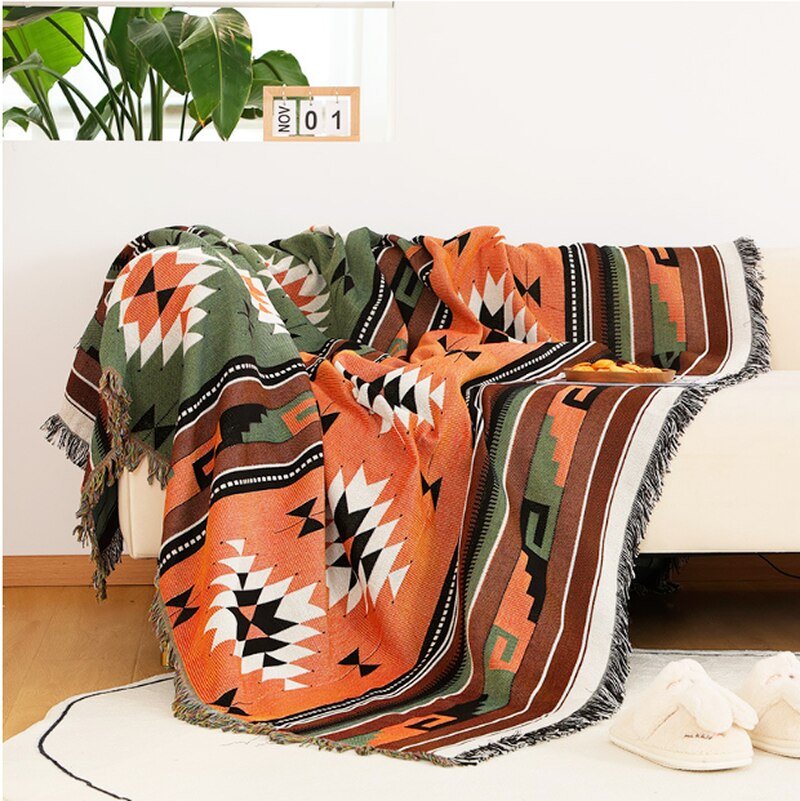 Ethnic Geometric Pattern Blanket - Casatrail.com