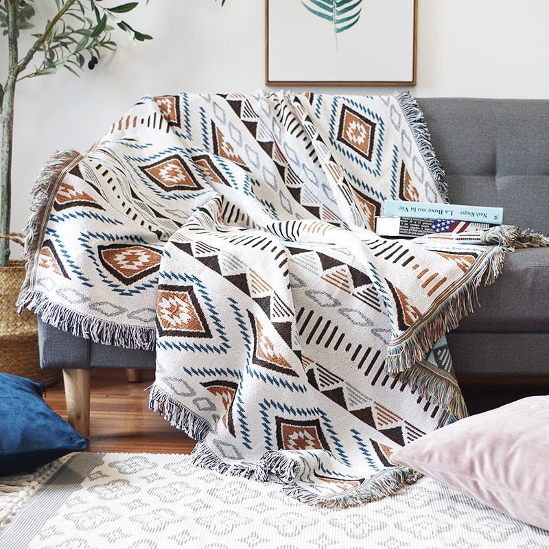 Ethnic Geometric Pattern Blanket - Casatrail.com