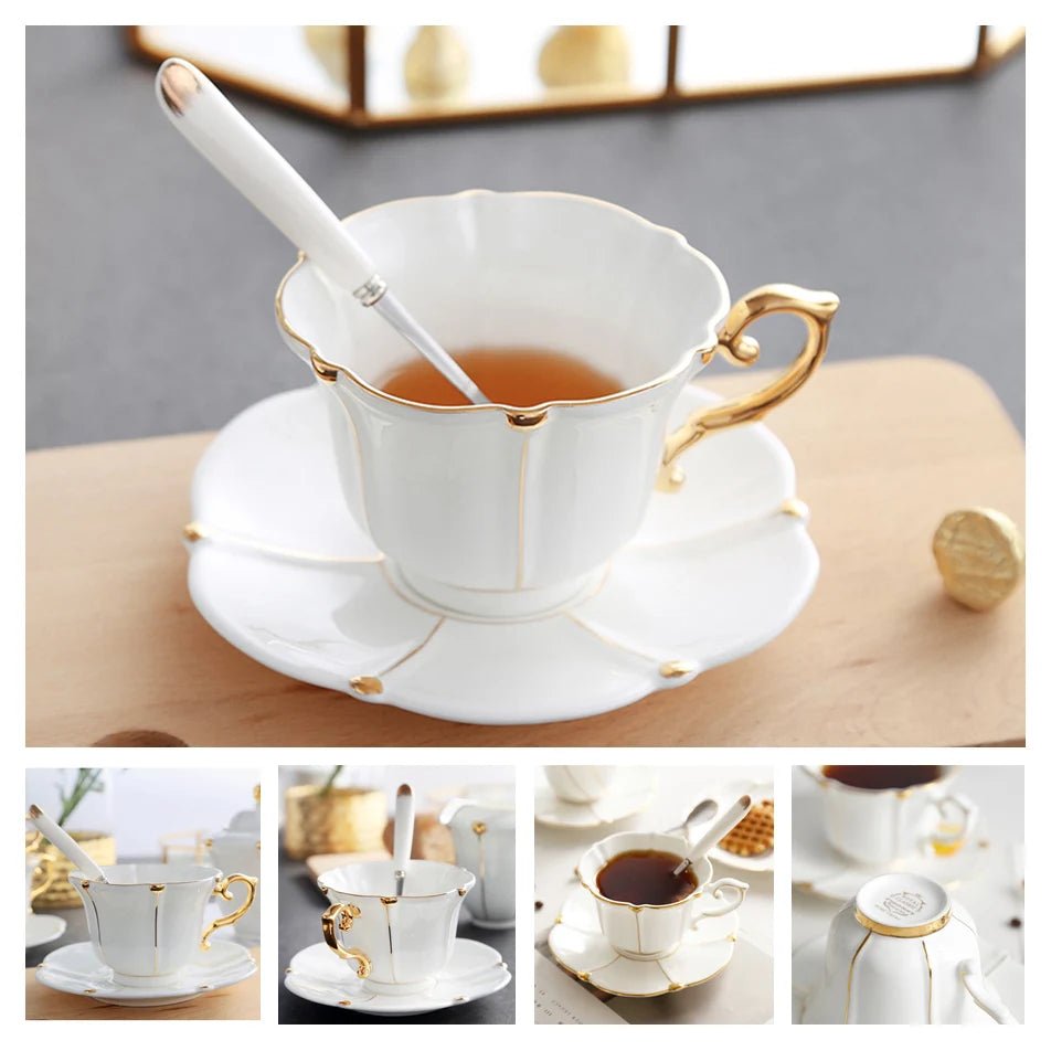 Europe Bone China Coffee Cup Set with Saucer Spoon 200ml - Casatrail.com