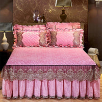 Thumbnail for Europe Princess Bedding Set with Velvet Bed Skirt and Pillowcases for King Queen Size Mattress Cover - Casatrail.com