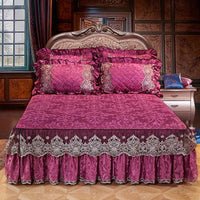 Thumbnail for Europe Princess Bedding Set with Velvet Bed Skirt and Pillowcases for King Queen Size Mattress Cover - Casatrail.com