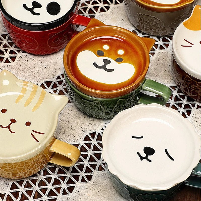 European Animal Ceramic Coffee Cup with Lid - Casatrail.com