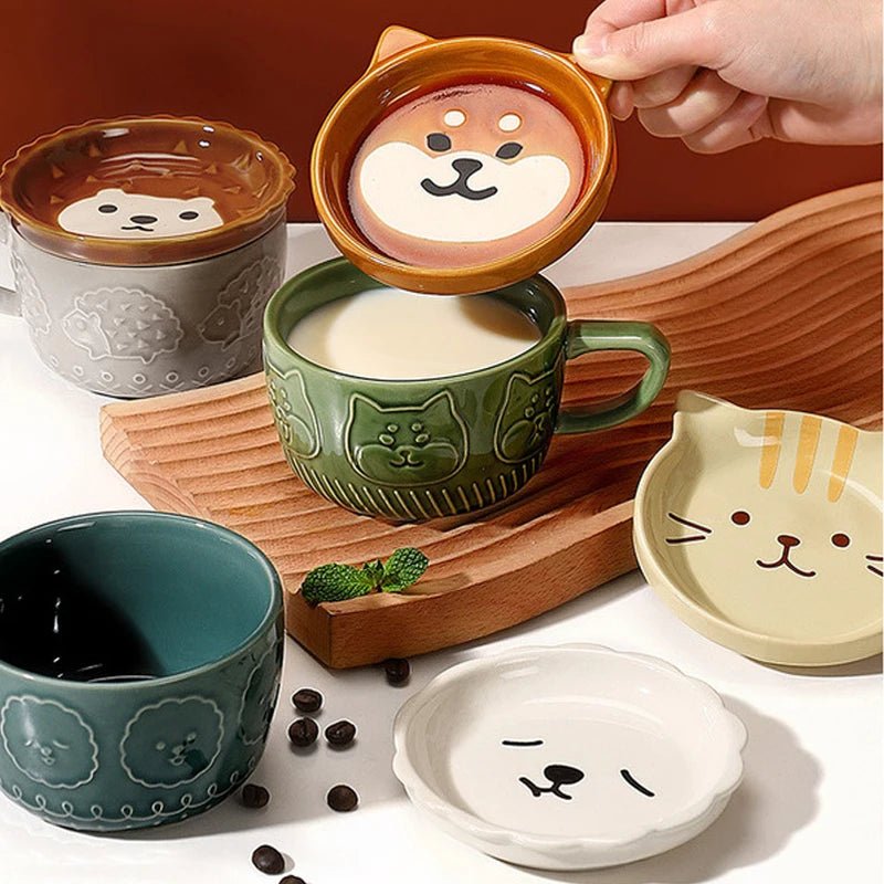 European Animal Ceramic Coffee Cup with Lid - Casatrail.com