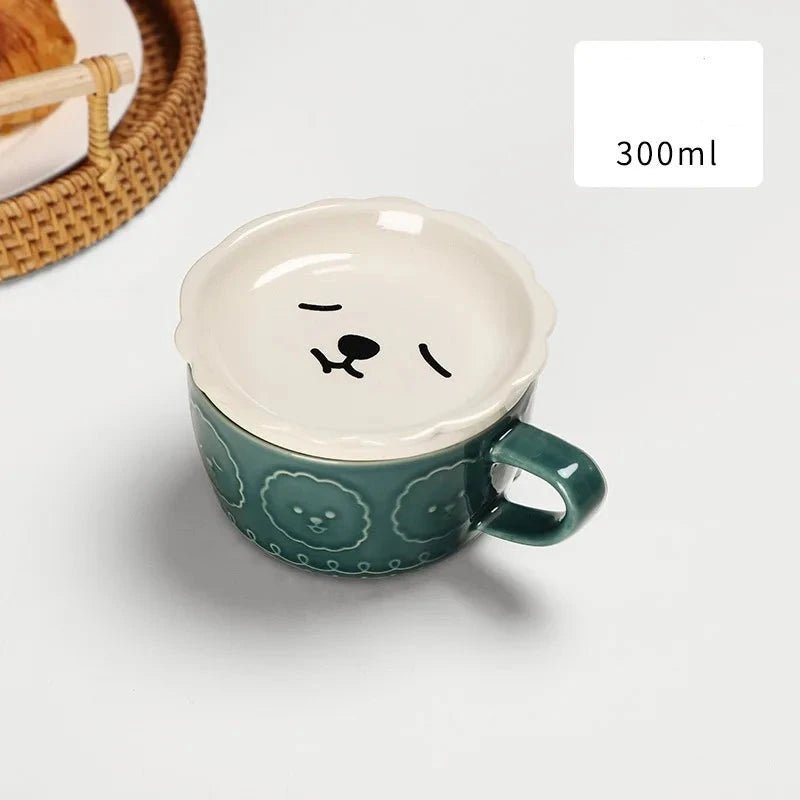 European Animal Ceramic Coffee Cup with Lid - Casatrail.com