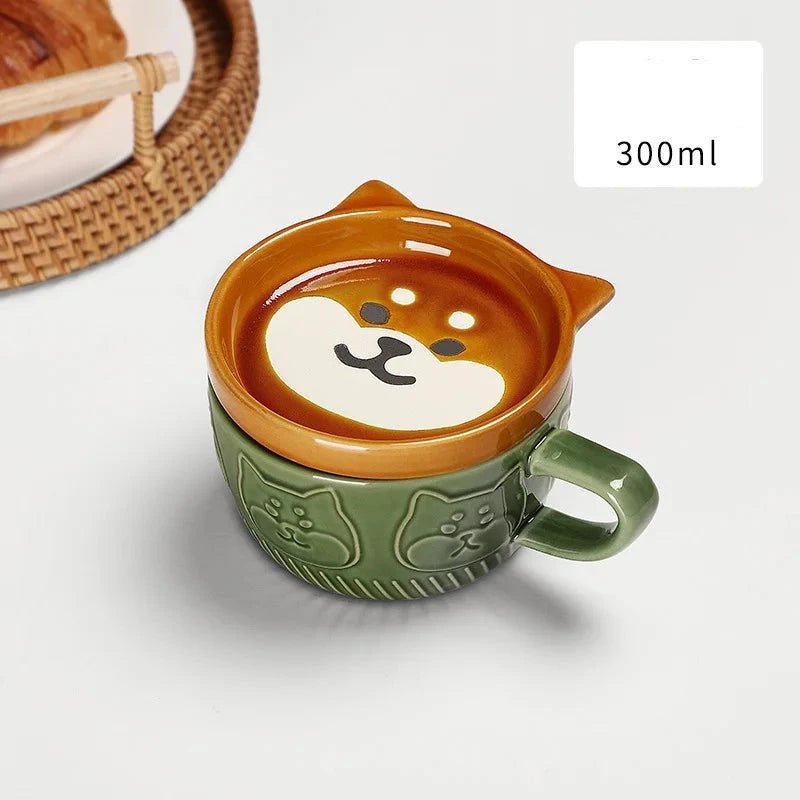 European Animal Ceramic Coffee Cup with Lid - Casatrail.com