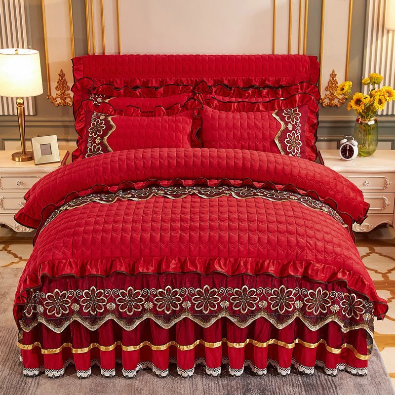 European Style Quilted Duvet Cover with Bed Skirt - Casatrail.com