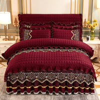 Thumbnail for European Style Quilted Duvet Cover with Bed Skirt - Casatrail.com