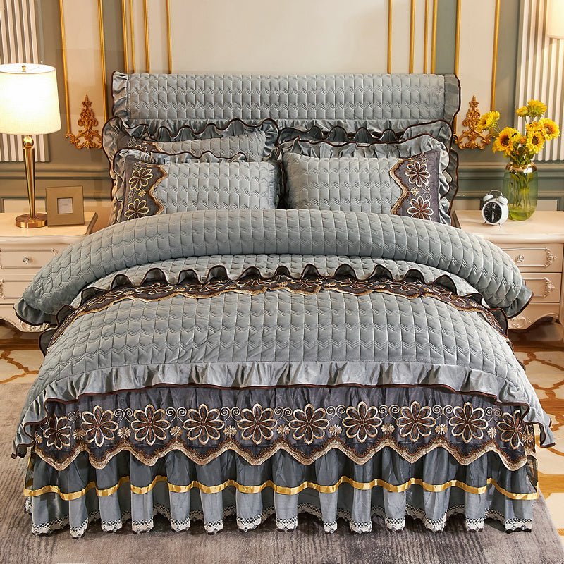 European Style Quilted Duvet Cover with Bed Skirt - Casatrail.com