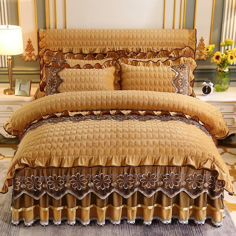 European Style Quilted Duvet Cover with Bed Skirt - Casatrail.com