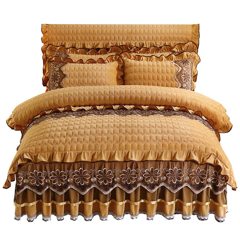 European Style Quilted Duvet Cover with Bed Skirt - Casatrail.com