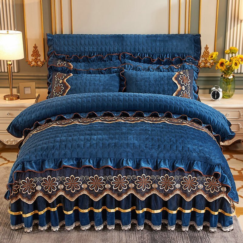 European Style Quilted Duvet Cover with Bed Skirt - Casatrail.com