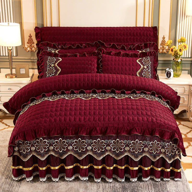 European Style Quilted Duvet Cover with Bed Skirt - Casatrail.com