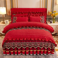 Thumbnail for European Style Quilted Duvet Cover with Bed Skirt - Casatrail.com