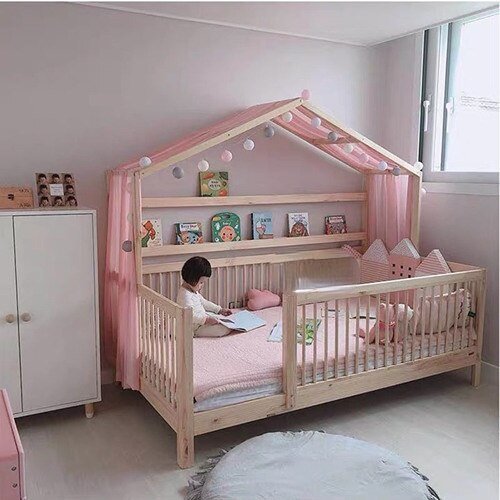 European Style Solid Wood Children's Floor Bed - Casatrail.com