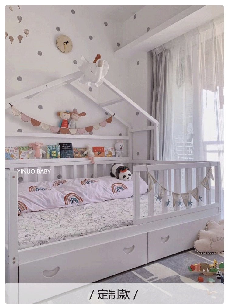 European Style Solid Wood Children's Floor Bed - Casatrail.com