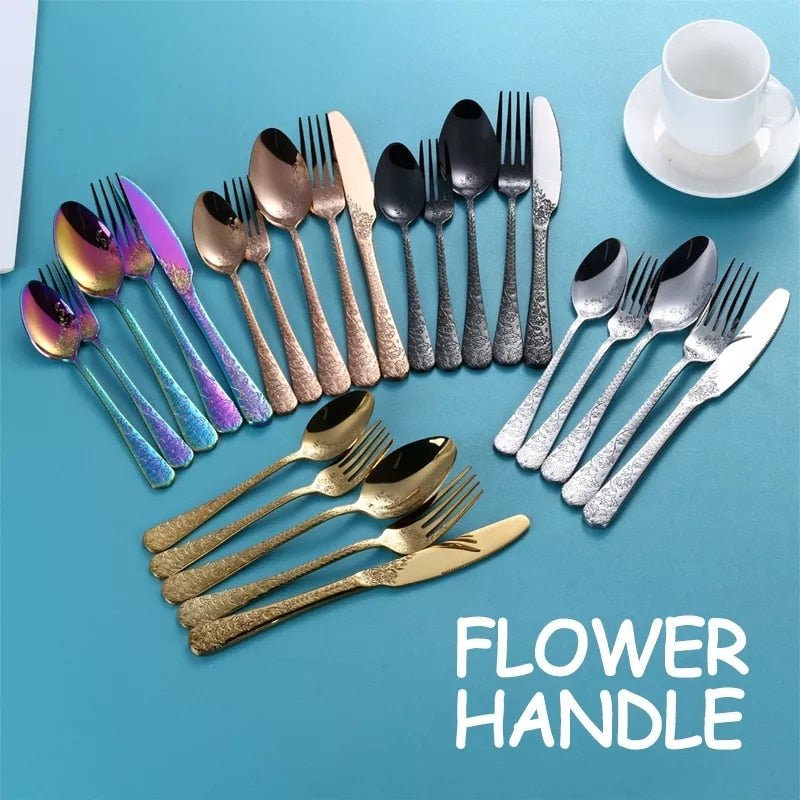 Exquisite Carving Stainless Steel Cutlery Set - Casatrail.com