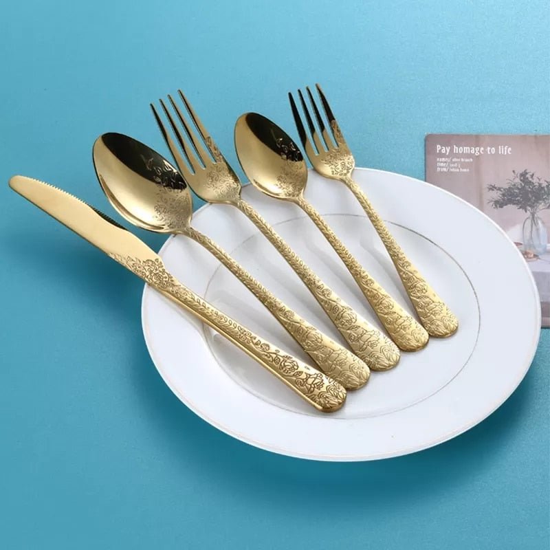 Exquisite Carving Stainless Steel Cutlery Set - Casatrail.com