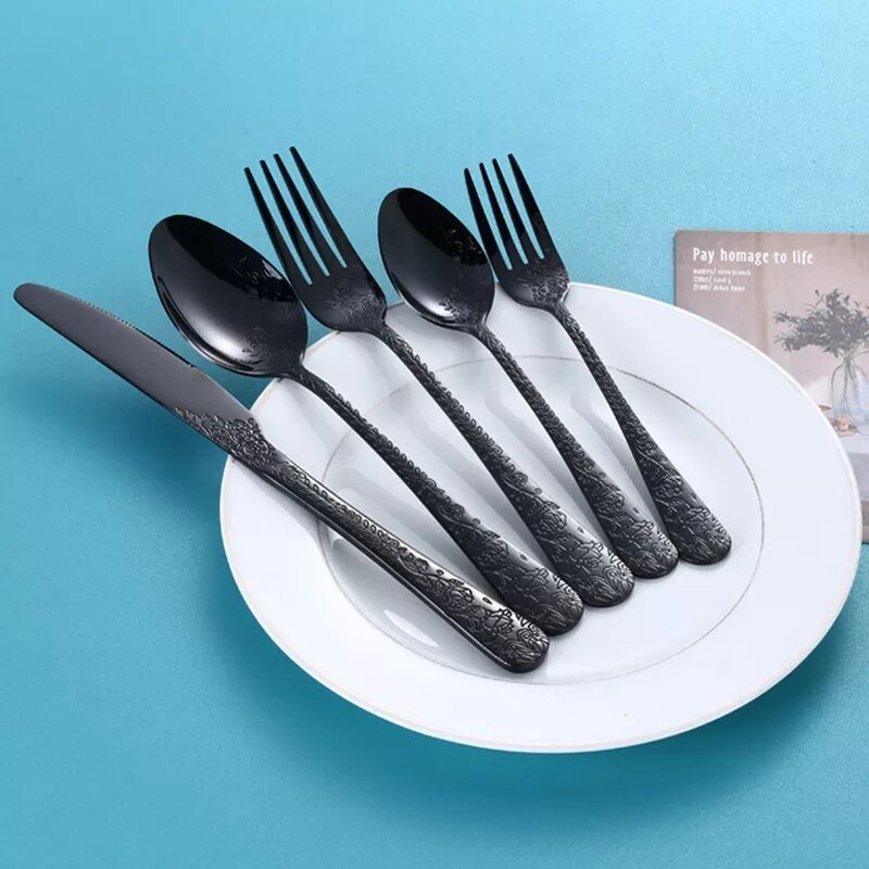 Exquisite Carving Stainless Steel Cutlery Set - Casatrail.com