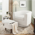 Swivel Barrel Accent Chair With Ottoman