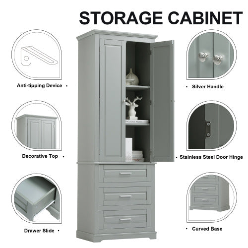 High Storage Cabinet With Three Drawers