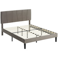 Thumbnail for HOMCOM King Size Bed Frame, With Velvet-Feel Headboard
