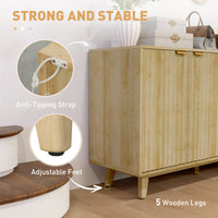Thumbnail for Fluted Sideboard Buffet Cabinet With 4 Doors, 2 Adjustable Shelves, 5 Wood Legs