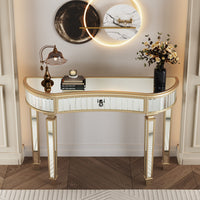 Thumbnail for 47 Half Moon Mirrored Console Table With Fluted Glass
