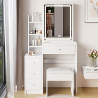 Thumbnail for Bedside Dressing Table With Soft Cushion Stool