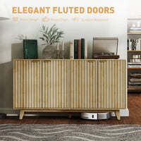 Thumbnail for Fluted Sideboard Buffet Cabinet With 4 Doors, 2 Adjustable Shelves, 5 Wood Legs