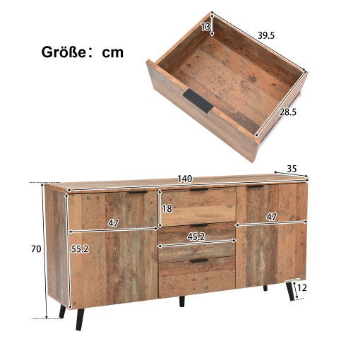 Cabinet With Adjustable Shelves with Three Drawers