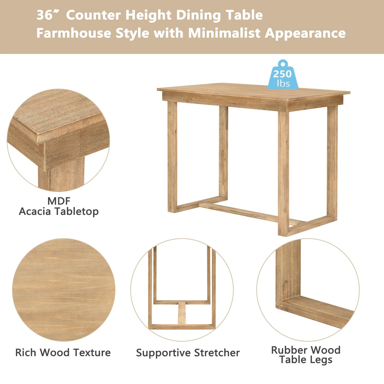 Farmhouse 5-Piece Counter Height Dining Set