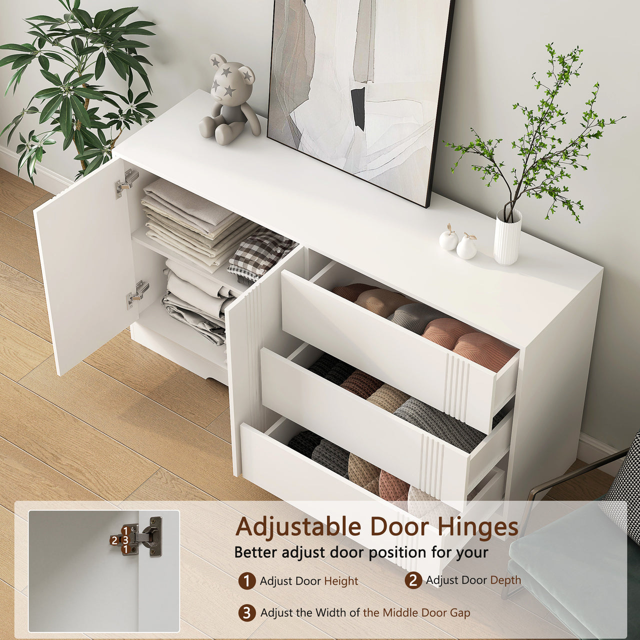 Sideboard Buffet Cabinet With Storage & Adjustable Shelves