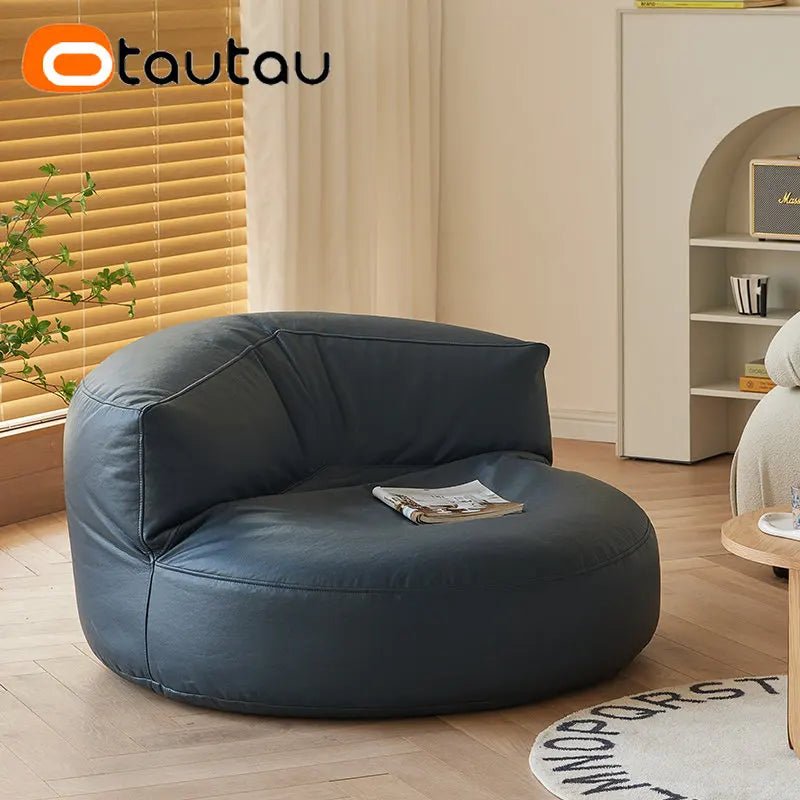 Faux Leather Bean Bag Chair Set with Pouf Ottoman Footrest - Casatrail.com