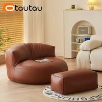 Thumbnail for Faux Leather Bean Bag Chair Set with Pouf Ottoman Footrest - Casatrail.com