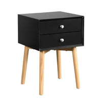 Thumbnail for Bedside Table With 2 Drawers And Rubber Wood Legs
