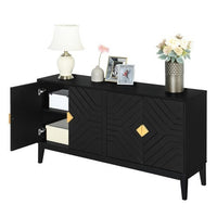 Thumbnail for 4-door Sideboard Storage Cabinet With Gold Handle And Adjustable Shelves