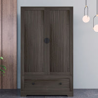 Thumbnail for FCH Wooden Wardrobe with 2 Doors and 1 Drawer (Brown) - Casatrail.com