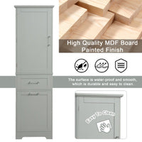 Thumbnail for Tall Freestanding Storage Cabinet With Two Different Size Drawers And Adjustable Shelf