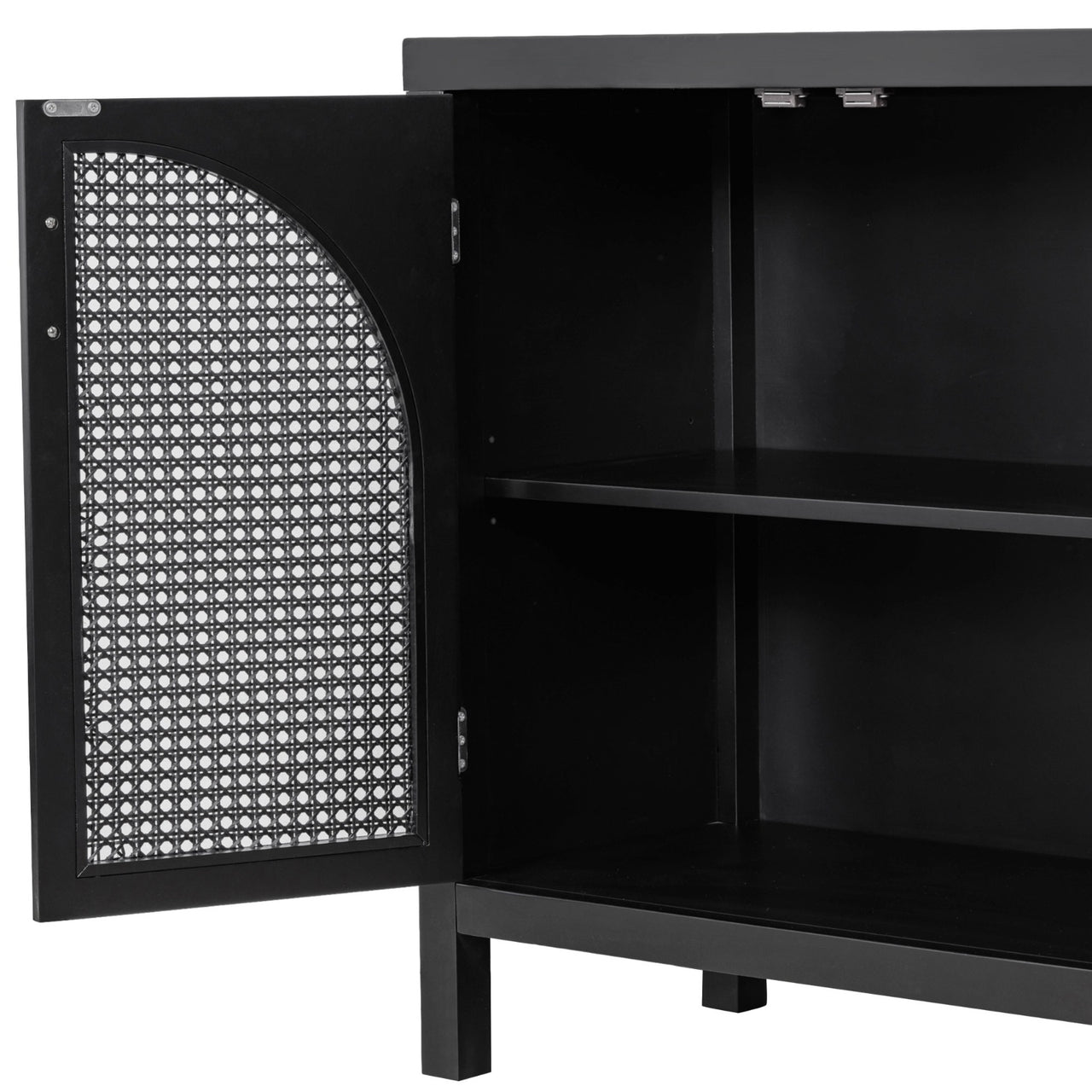 Sideboard With Rattan Door & Metal Handles For Living Room