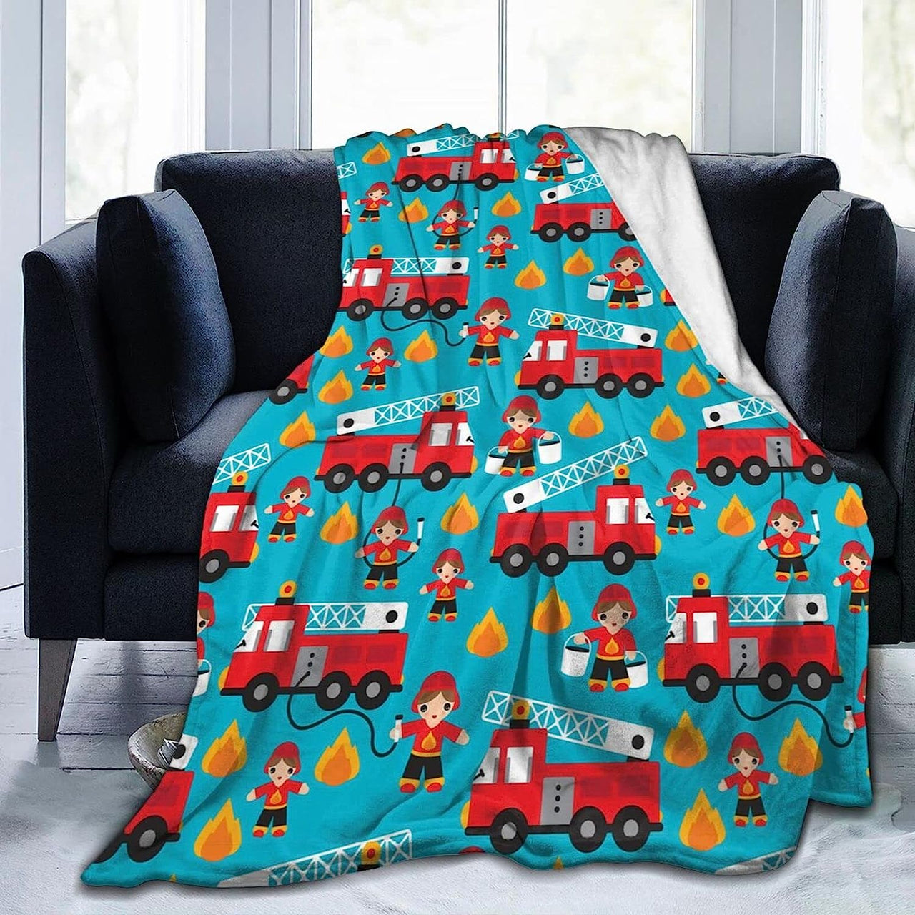 Firefighter Blanket for Kids - Soft Fleece Throw - Casatrail.com