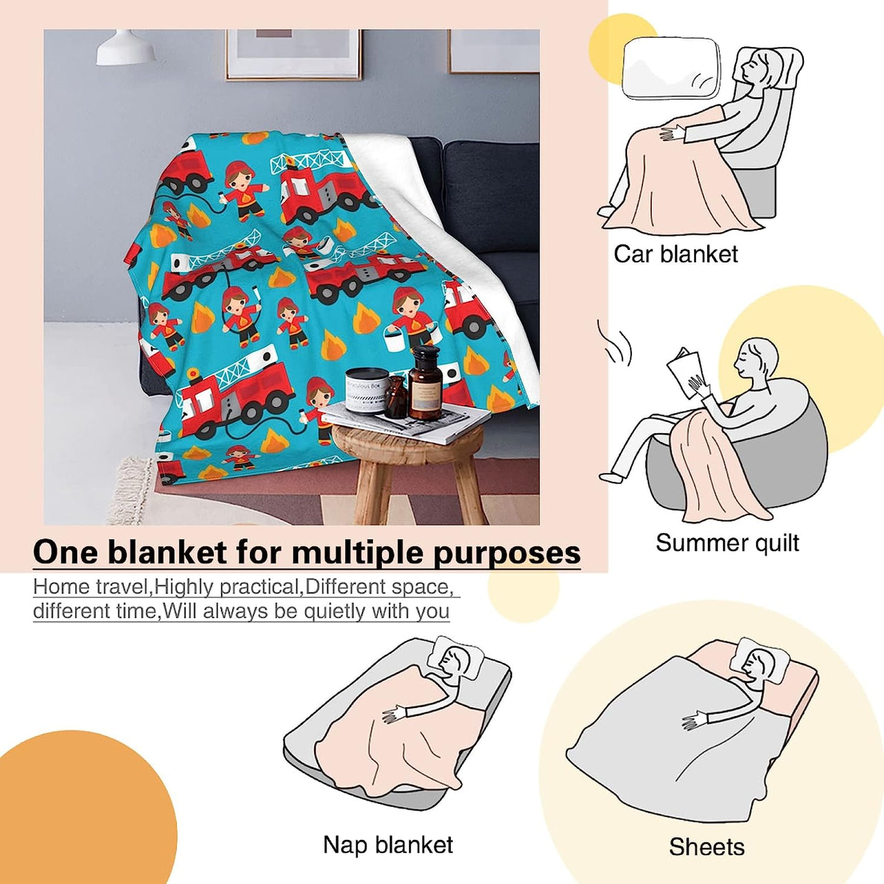 Firefighter Blanket for Kids - Soft Fleece Throw - Casatrail.com